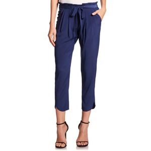 Ramy Brook Allyn Women's Tie‎ Waist Silk Blend Blue Trousers Dress Pants Small
